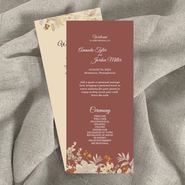 Dusty Rose Autumn Boho Wedding Program (Creator Uploaded)