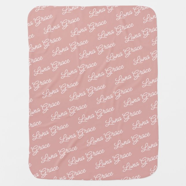 Dusty Rose Baby Girl Personalized Name Custom Baby Blanket (Front)