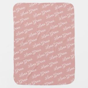 Dusty Rose Baby Girl Personalized Name Custom Blanket