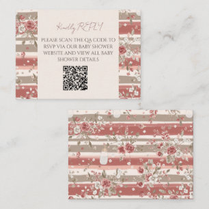 Dusty Rose Baby Girl QR Code RSVP Note Card