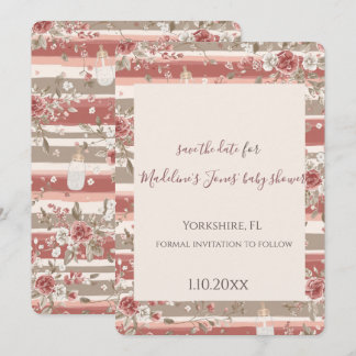 Dusty Rose Baby Girl Save the Date