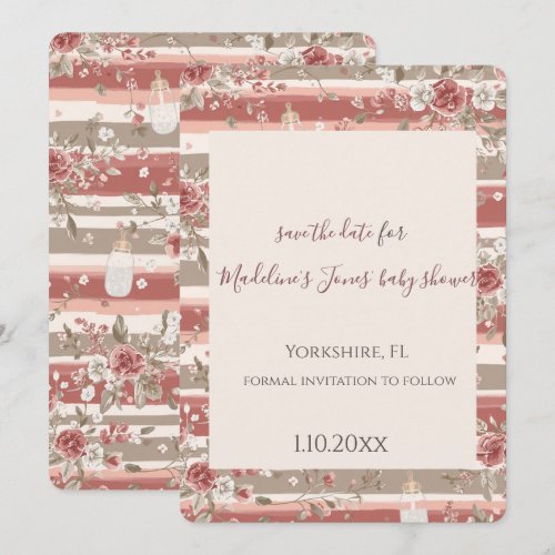 Dusty Rose Baby Girl Save the Date