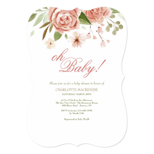 Dusty Rose Baby Shower Invitation