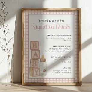 Dusty Rose Baby Shower Signature Drinks Sign 