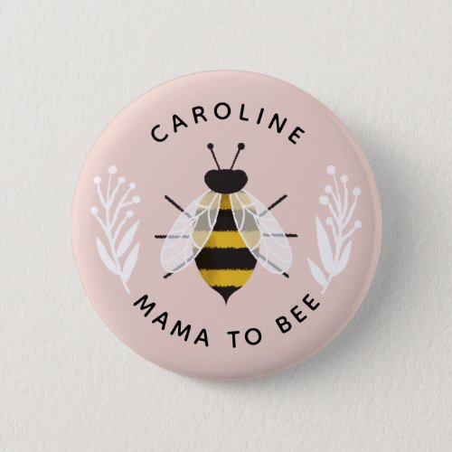 Dusty Rose Baby to Bee Shower Name Button