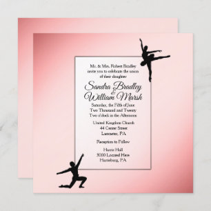 Dusty Rose Ballet Dancers Wedding Invitation