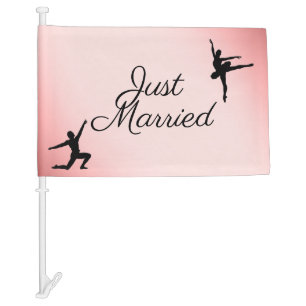 Dusty Rose  Ballet Just Married Car Flag