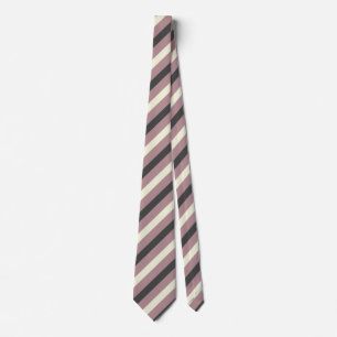 Dusty Rose, Beige & Charcoal Gray Stripes Neck Tie