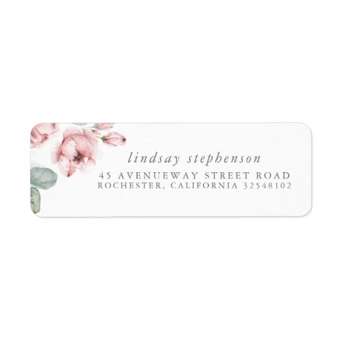 Dusty Rose Blooms Elegant Watercolor Label