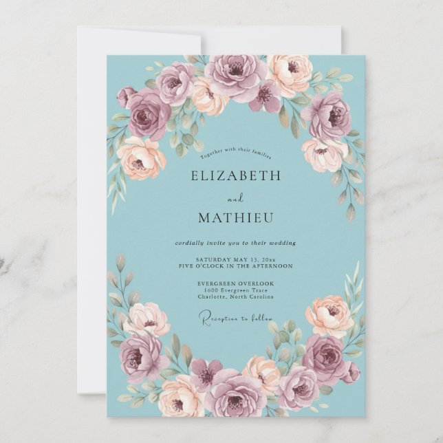 Dusty Rose Blossom Arch Wedding Invitation (Front)
