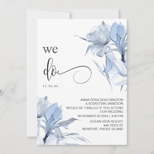  Dusty Rose Blue Floral RSVP _ QR  AR15 WEDDING Invitation