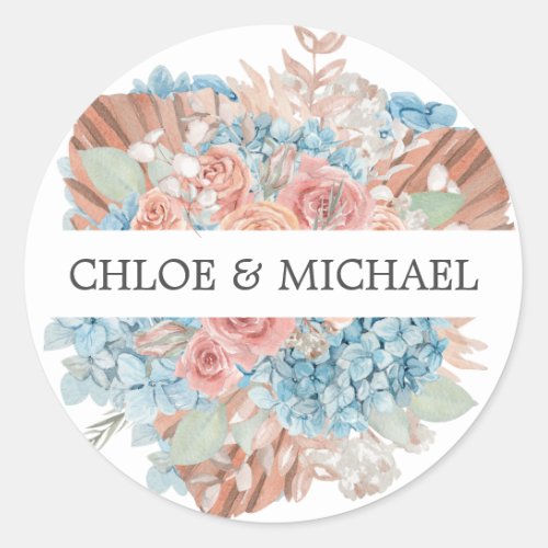 Dusty Rose Blue Hydrangea Wedding Envelope Seal