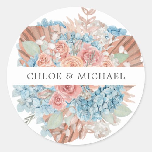 Dusty Rose Blue Hydrangea Wedding Envelope Seal