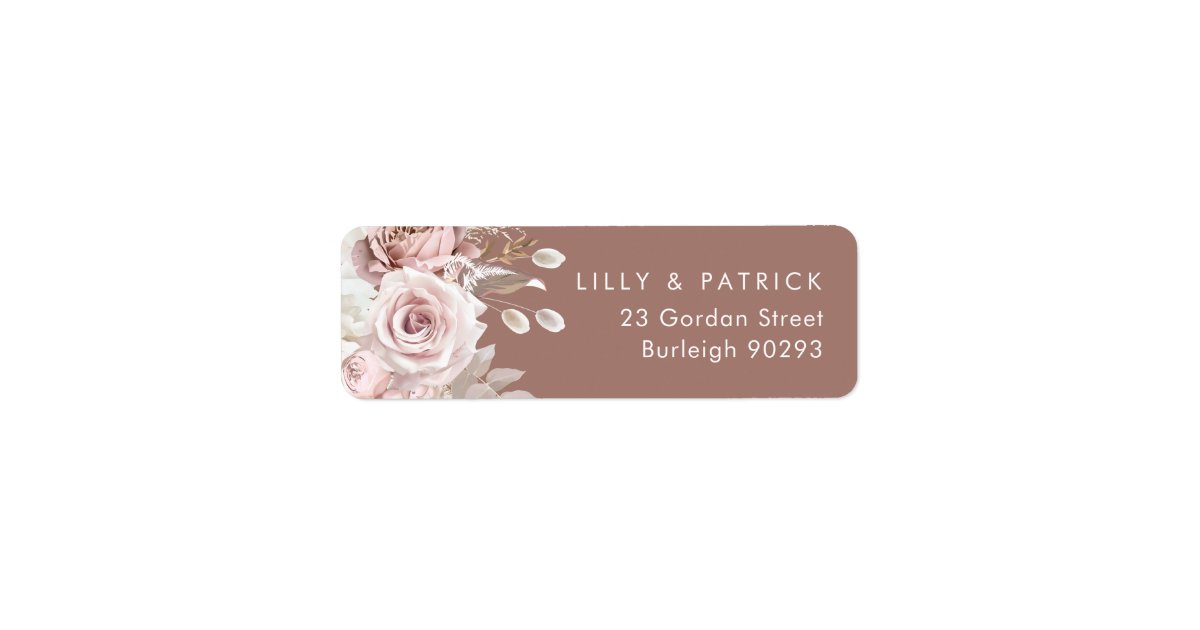 Dusty Rose & Blush Clay Wedding Return Address Label | Zazzle
