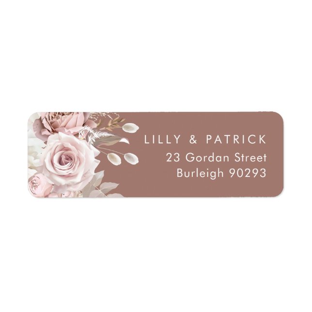 Dusty Rose & Blush Clay Wedding Return Address Label (Front)