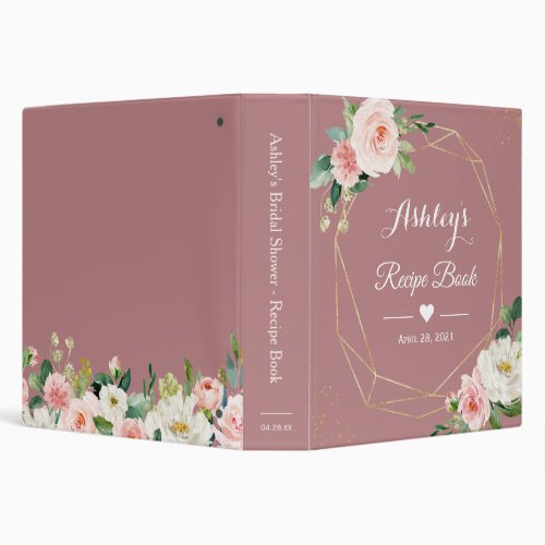 Dusty Rose Blush Floral Bridal Shower Recipe Book 3 Ring Binder - Elegant Dusty Rose Blush Floral Bridal Shower Recipe Book 3 Ring Binder. 
(1) For further customization, please click the "customize further" link and use our design tool to modify this template. 
(2) If you need help or matching items, please contact me.
