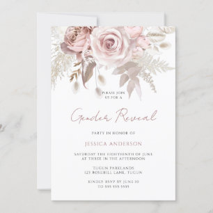 Dusty Rose Blush Floral Gender Reveal Party Invitation