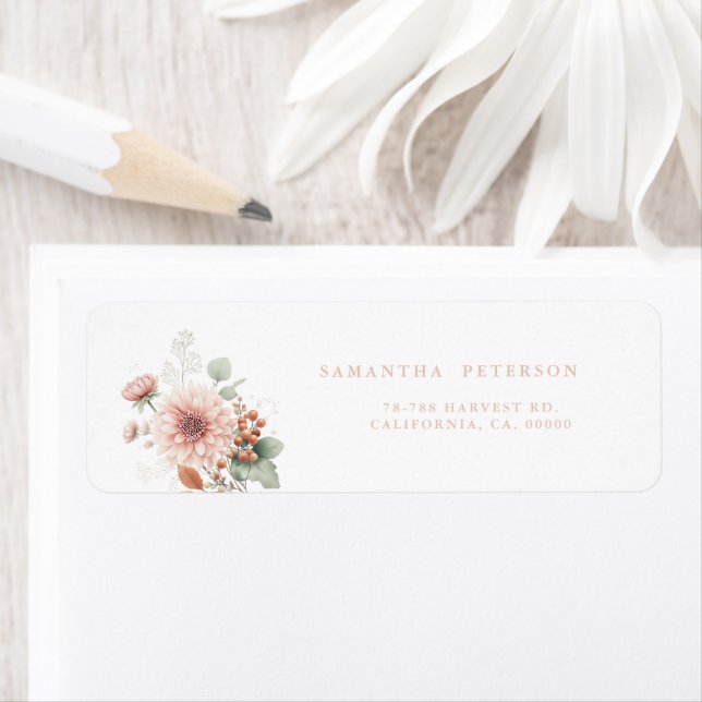 Dusty rose Blush Floral Spring Bloom Wedding Label (Insitu)