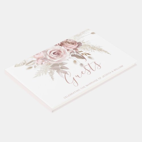 Dusty Rose  Blush Floral Wedding  Guest Book