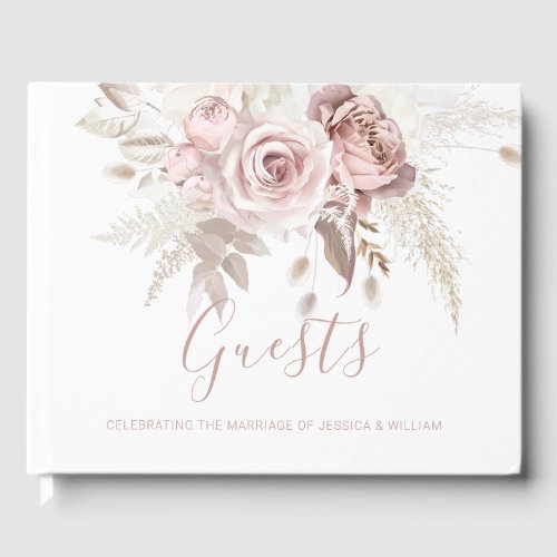 Dusty Rose & Blush Floral Wedding Guest Book
