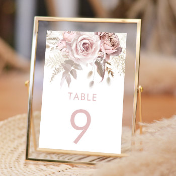 Dusty Rose & Blush Floral Wedding Reception Table Number by Nicheandnest at Zazzle