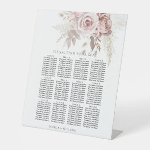 Dusty Rose Blush Floral Wedding Seating Chart Pedestal Sign