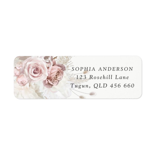 Dusty Rose & Blush Ivory Return Address Label (Front)