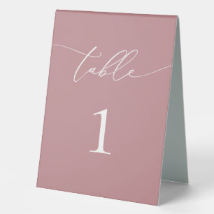 Dusty Rose Blush Minimalist Wedding Table Number Table Tent