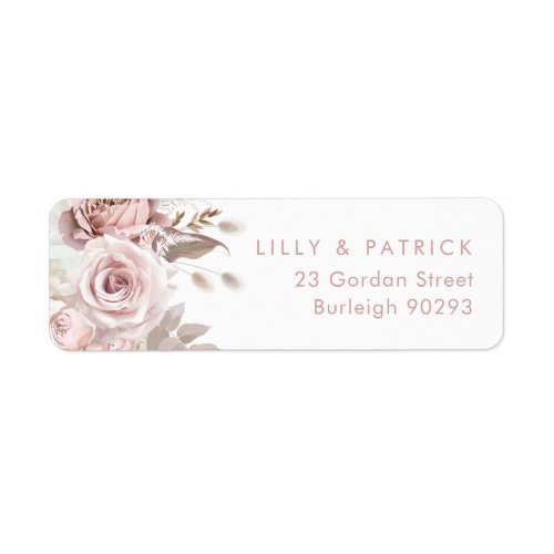 Dusty Rose  Blush Modern Wedding Return Address Label