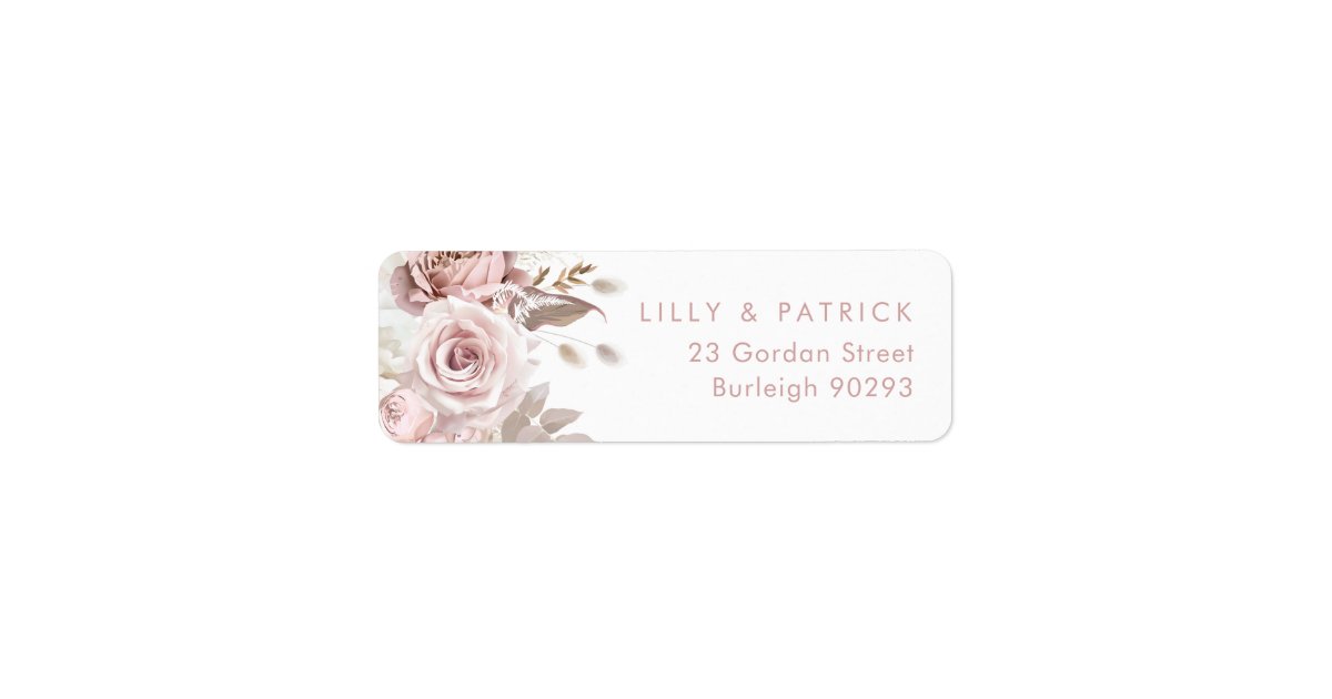 Dusty Rose & Blush Modern Wedding Return Address Label | Zazzle