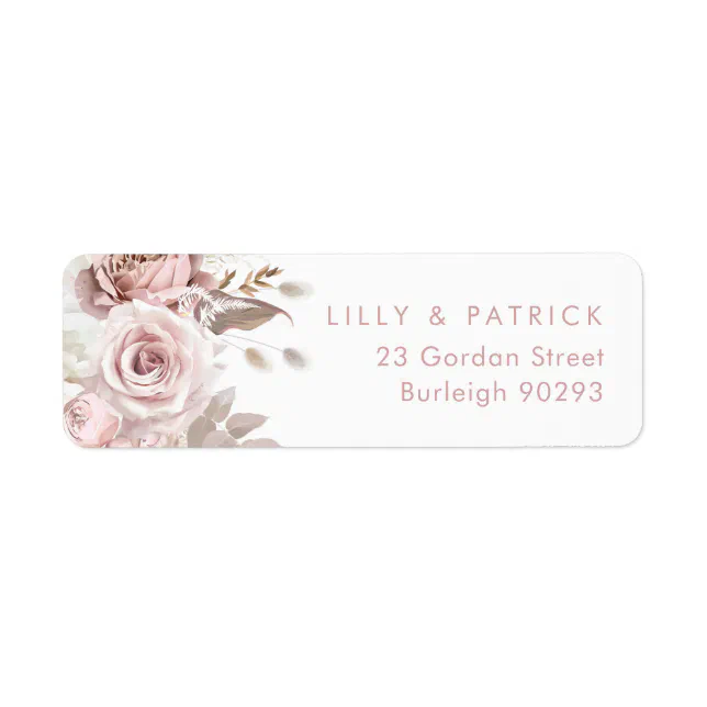 Dusty Rose & Blush Modern Wedding Return Address Label | Zazzle