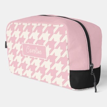 Dusty Rose Blush Pink Black Houndstooth Pattern Dopp Kit by All_In_Cute_Fun at Zazzle