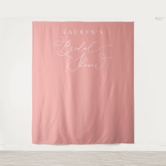 Dusty Rose Blush Pink Bridal Shower Photo Backdrop (Front)