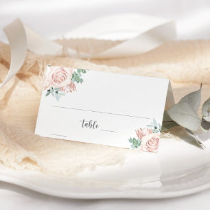 Dusty Rose Blush Pink Eucalyptus Greenery Wedding Place Card