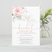 Dusty Rose Blush Pink Floral Bridal Shower Invitation (Standing Front)
