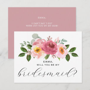 Dusty Rose Blush Pink Floral Bridesmaid Postcard