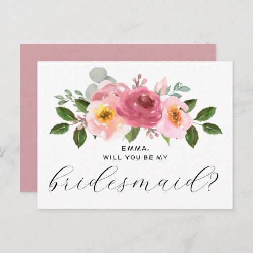 Dusty Rose  Blush Pink Floral Bridesmaid  Postcard