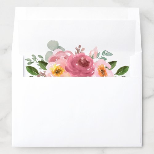 Dusty Rose  Blush Pink Floral Wedding Envelope Liner
