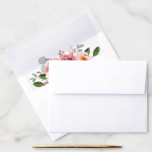 Dusty Rose Blush Pink Floral Wedding Envelope Liner