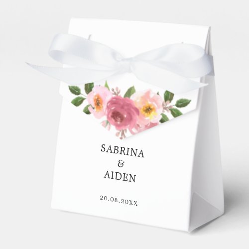 Dusty Rose  Blush Pink Floral Wedding Favor Boxes