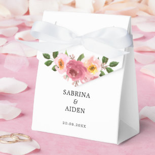 Dusty Rose Blush Pink Floral Wedding Favor Boxes