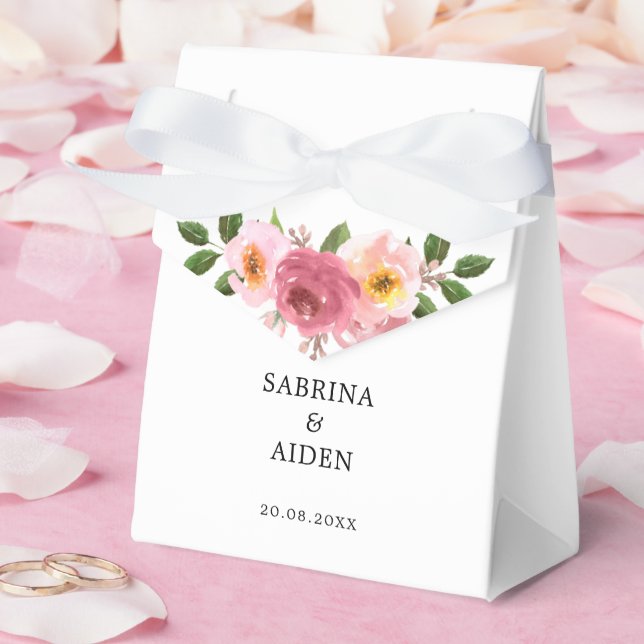 Dusty Rose | Blush Pink Floral Wedding Favor Boxes (Wedding)