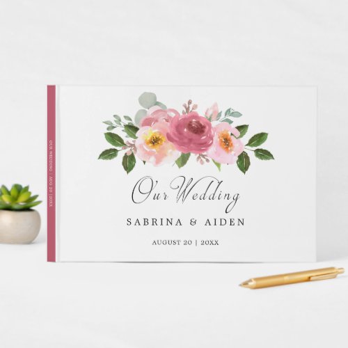 Dusty Rose  Blush Pink Floral Wedding  Guest Book