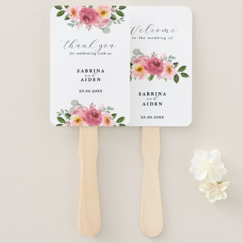 Dusty Rose  Blush Pink Floral Wedding  Hand Fan