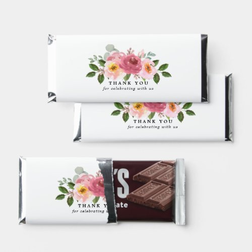 Dusty Rose  Blush Pink Floral Wedding  Hershey Bar Favors