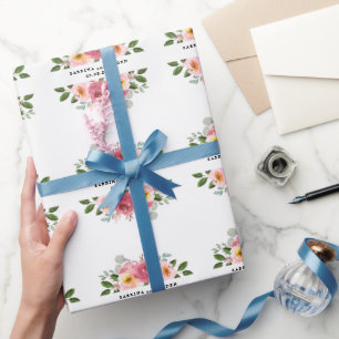Dusty Rose Blush Pink Floral Wedding Wrapping Paper