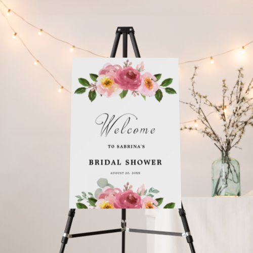 Dusty Rose  Blush Pink Floral Welcome  Foam Board