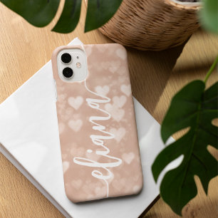 Dusty Rose Blush Pink Hearts Personalized Name iPhone 16 Case
