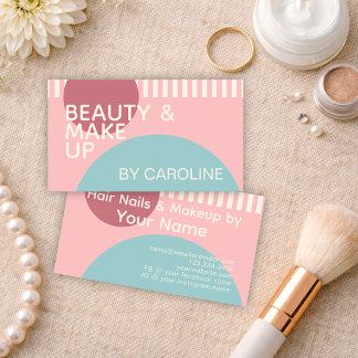 Dusty Rose Blush Pink Mint Teal Green Art Pattern Business Card