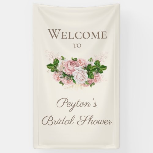 Dusty Rose Blush Pink Vintage Floral Bridal Shower Banner